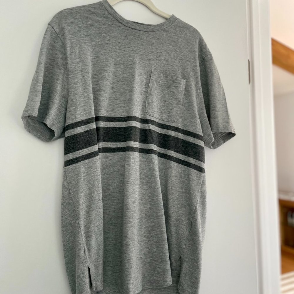 Five Four Men's Grey Front Pocket Crew T-Shirt with Diagonal Stripe, Size Med…